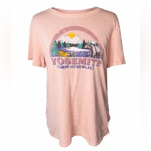 Anthro Back When Yosemite Tee Pink Graphic Retro Camp Nature T-Shirt- Medium